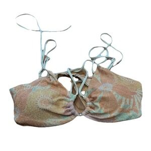 P2F Power To The Flower Bikini‎ Top Size Large Boho Festival Top Hippie Shimmery